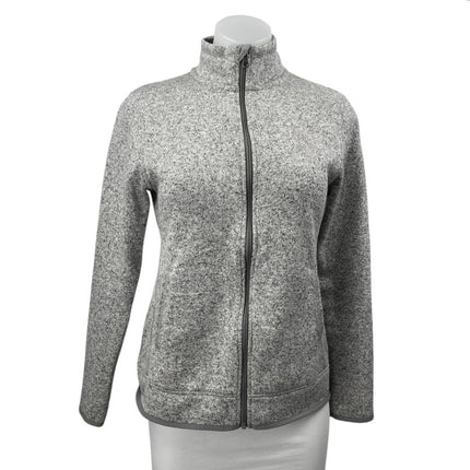 Eddie Bauer Women's Gray Long Sleeve Turtleneck Fleece Full Zip Sweater Top S