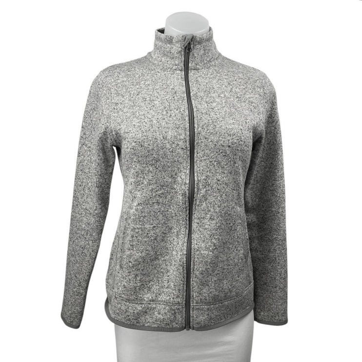 Eddie Bauer Women's Gray Long Sleeve Turtleneck Fleece Full Zip Sweater Top S