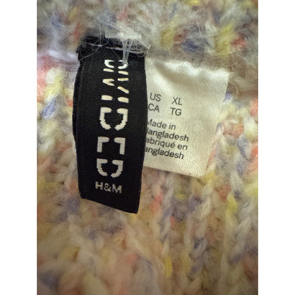 H&M Divided Beige Multicolor Chunky Knit Long Sleeve Crop Sweater Top Size XL