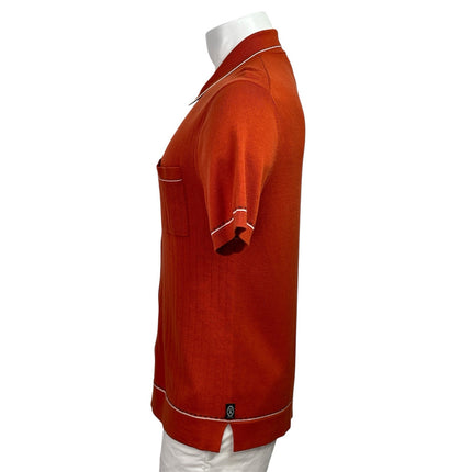 Todd Snyder Men's Orange Silk Knit Short Sleeve Button Down Shirt Top Size S