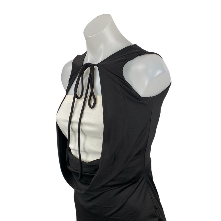 Women's Black Cutout Tie Knot Sleeveless Cowl Layered Mini Bodycon Dress Size S