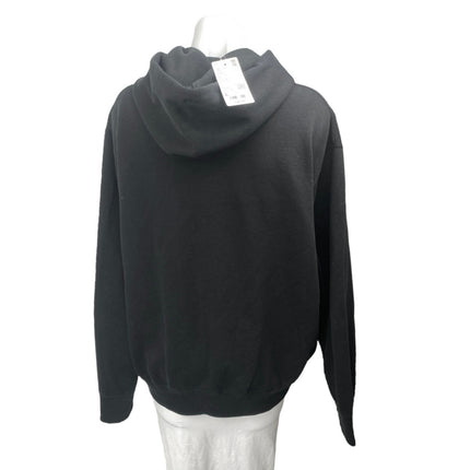 NEW Uniqlo Women's Black Blue Fanta Hoodie Hooded Knit Sweatshirt Top Size L