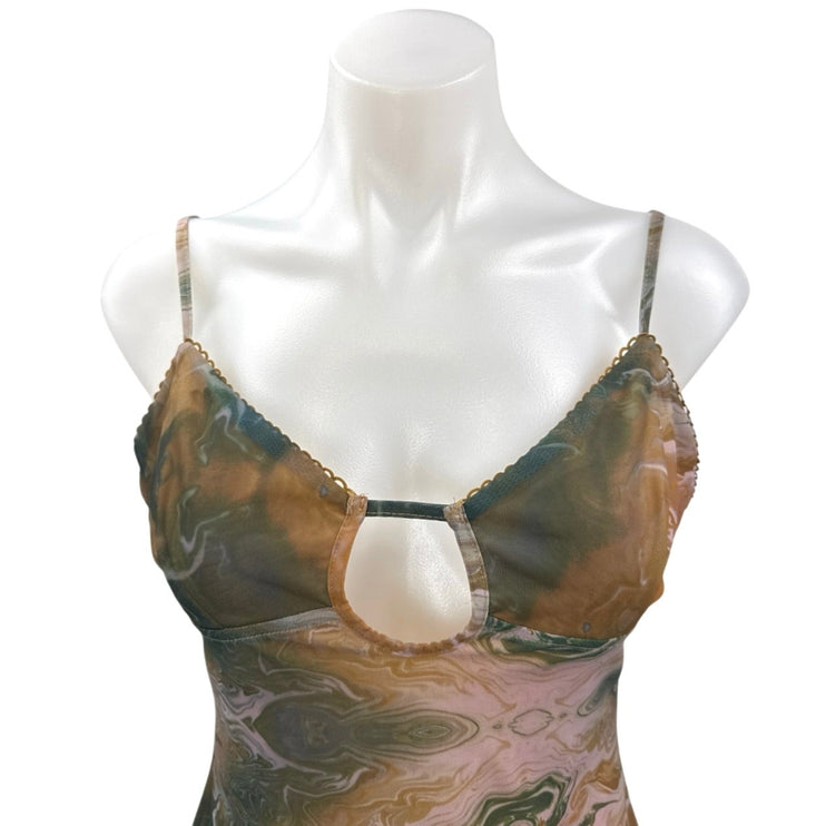 Le Lis Multicolor Sleeveless Keyhole Marble Print Cami Mini Bodycon Tank Size M