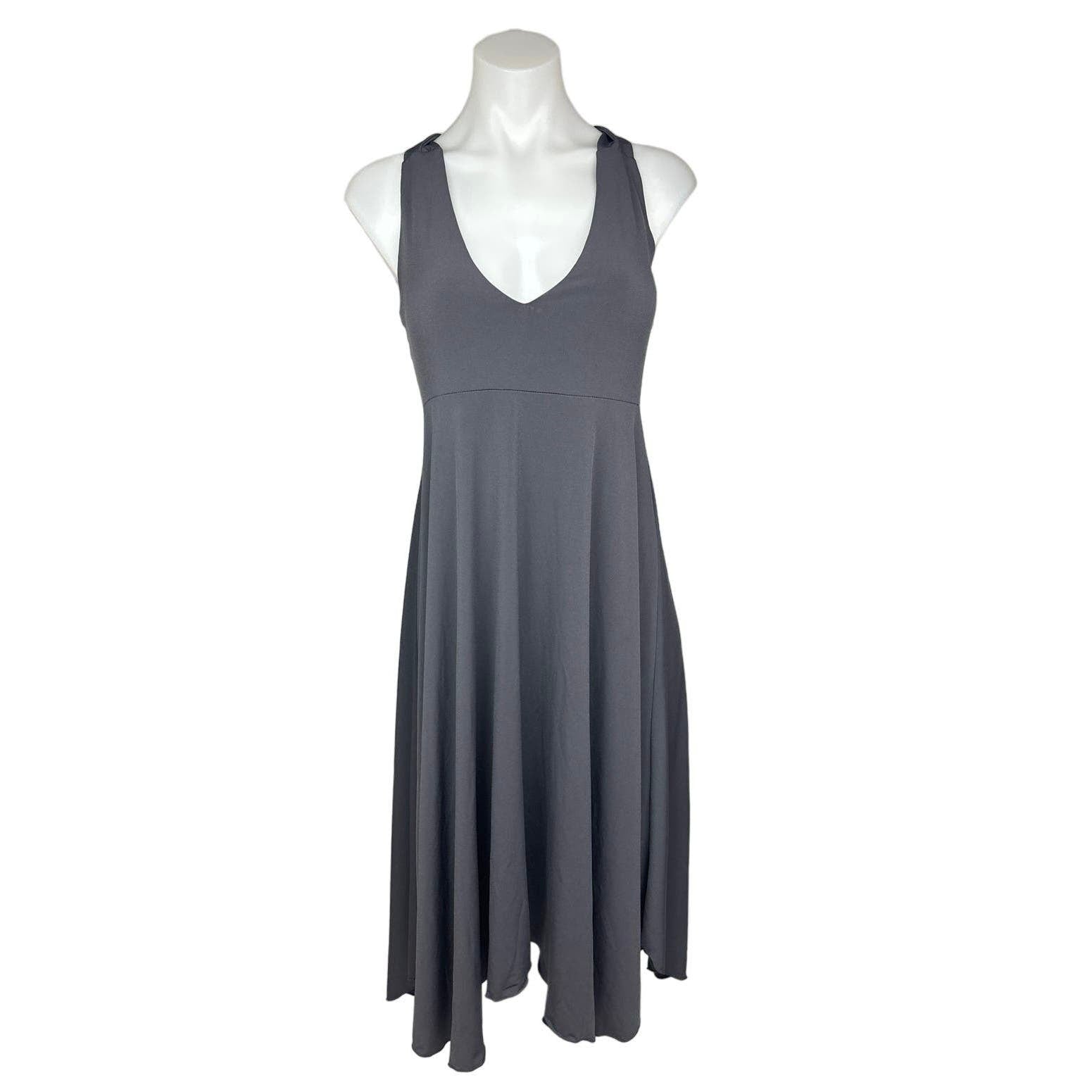 Moda International Gray Sleeveless Scoop Neck Crossback Fit & Flare Dress Size M Moda International Gray Sleeveless Scoop Neck Crossback Fit & Flare Dress Size M