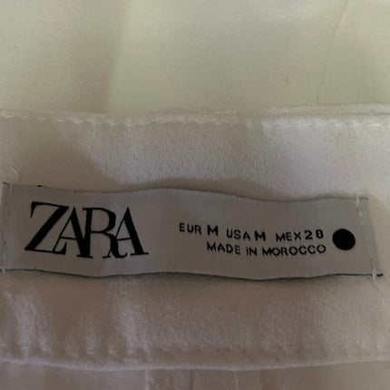 Zara Women's White Wide Leg High Waisted Zipper Casual Dress Shorts Size M