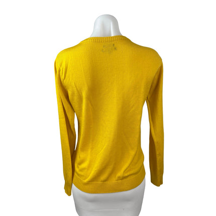 Park Avenue Women's Yellow Cashmere-Like Long Sleeve Knit Sweater Top Size 12