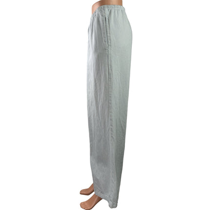H&M Divided Women's Blue White Striped Elastic Waist Wide Leg Trousers Pants L
