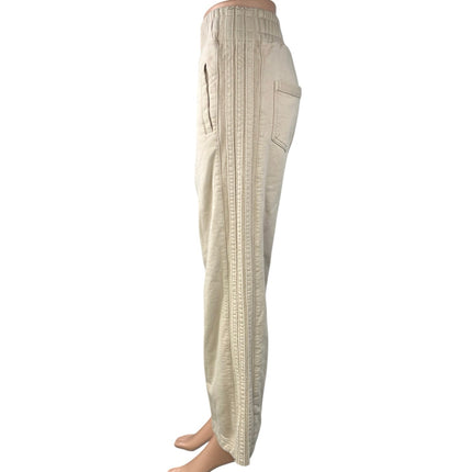 NAP Beige Elastic High Waist Wide Leg Pull On Lounge Wear Trouser Sweat Pants S