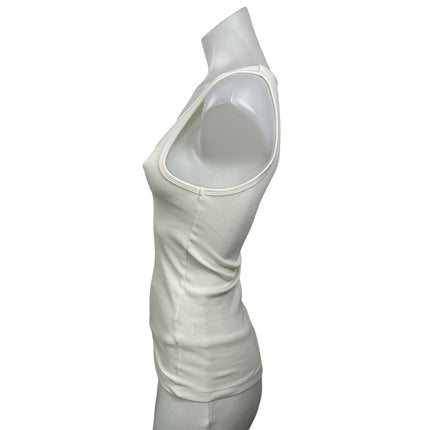Dissh Women's White Ivory Ribbed Knit Scoop Neck Sleeveless Tank Top Size S