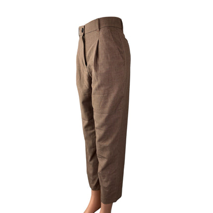 Little Moon Women's Check Plaid Pleated High Rise Tapered Trousers Dress Pants 2