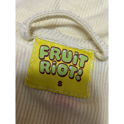 Fruit Riot Women's Yellow Ribbed Knit Long Sleeve Sleepwear Pajama Set Size S