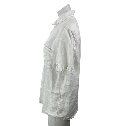 Everlane Women's White 100% Linen Short Sleeve Button Down Shirt Top Size M