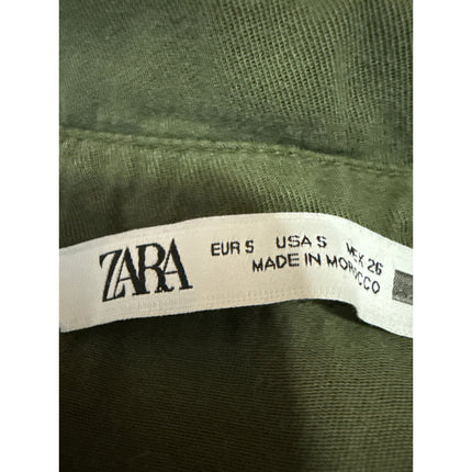 Zara Women's Green Long Sleeve Collared Tiered A Line Shirt Mini Dress Size S