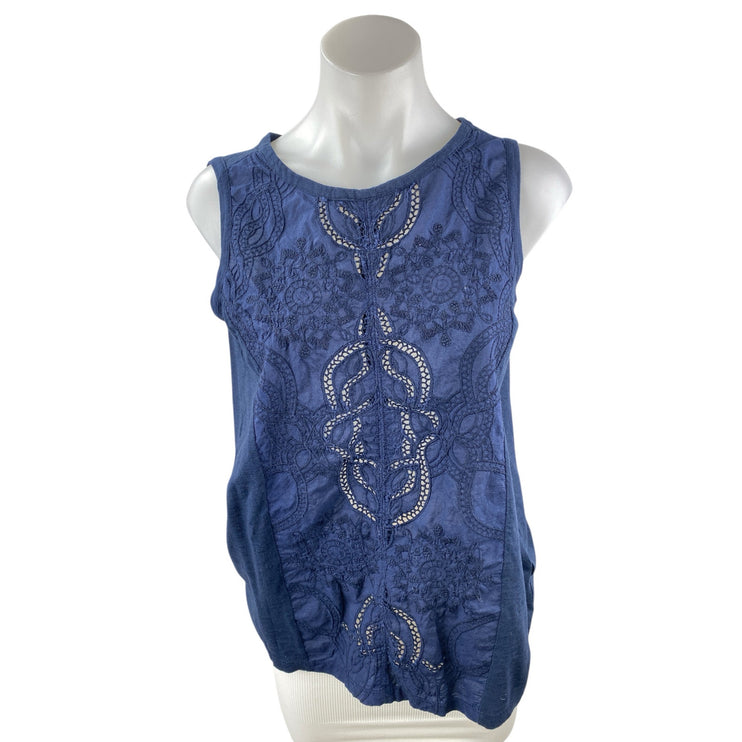 Banana Republic Floral Embroidered Sleeveless Crew Neck Cami Tank Blouse Top M