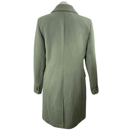 Mango MNG Army Green Wool Blend Long Sleeve Double Breasted Trench Coat Jacket L