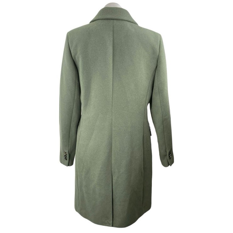 Mango MNG Army Green Wool Blend Long Sleeve Double Breasted Trench Coat Jacket L