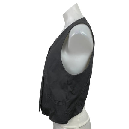 NEW Zara Women's Black Sleeveless V Neck Button Down Cropped Vest Top Size L