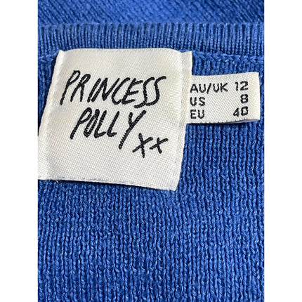 Princess Polly Women's Blue Knit Long Sleeve Button Up Crop Cardigan Sweater 8
