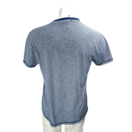 Penguin Men's Blue Striped Embroidered Short Sleeve Crewneck Tee Tshirt Top Sz L