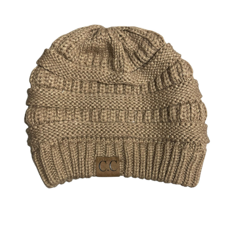 C.C. Women's Camel Tan Beige Winter Snow Outdoor Knit Bonnet Beanie Hat OS