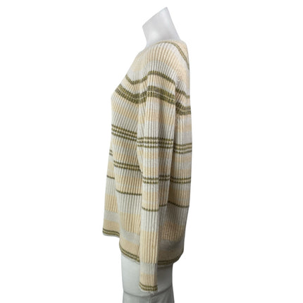 J. Crew 100% Cashmere Multicolor Ribbed Knit Striped Pullover Sweatshirt Top S