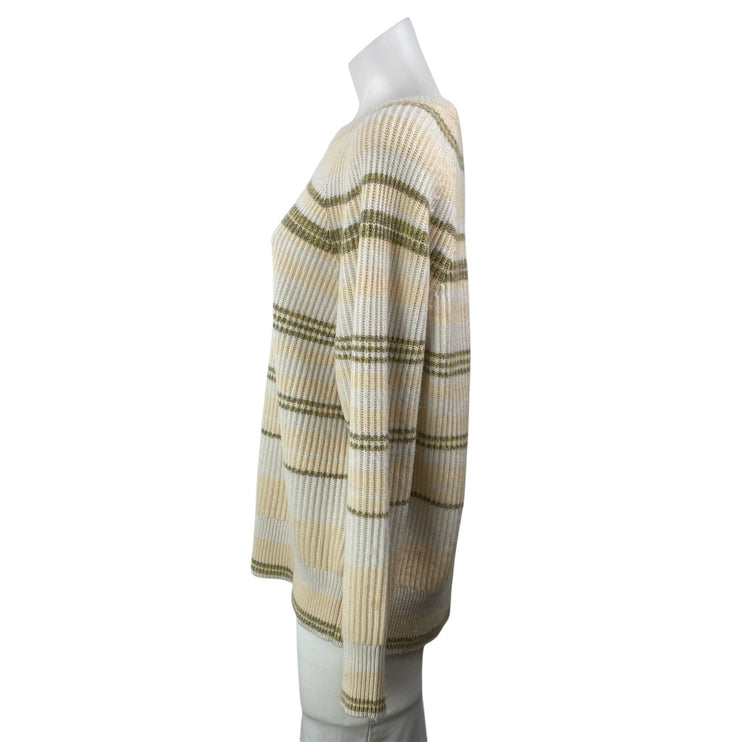 J. Crew 100% Cashmere Multicolor Ribbed Knit Striped Pullover Sweatshirt Top S