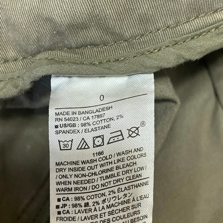 Banana Republic Women's Olive Green Mid Rise Authentic Chino Khaki Shorts Size 0