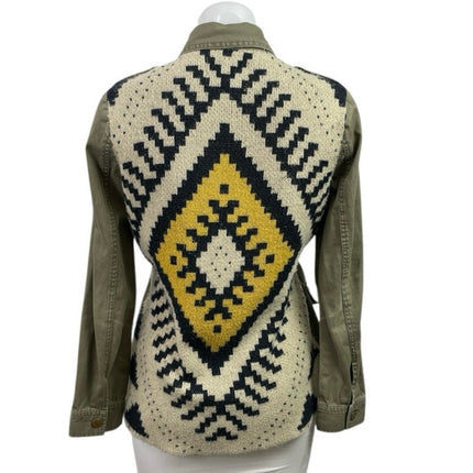 Blu Pepper Green Crochet Back Collared Long Sleeve Shirt Military Coat Jacket S