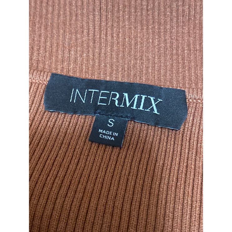 Intermix Naria Brown Long Sleeve Cut-Out Ribbed Knit Cropped Sweater Top Size S