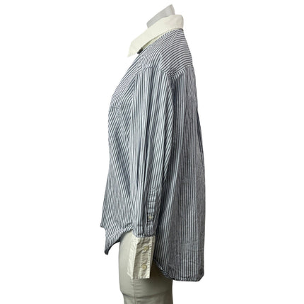 GAP Womens Blue White Long Sleeves Pinstripe Wide Cuff Button Down Shirt Top XS