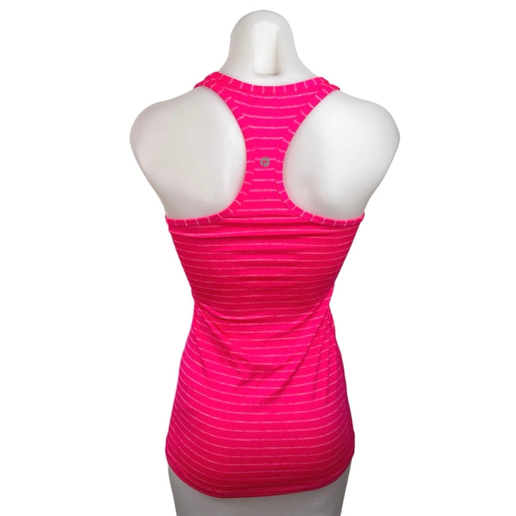 90 Degree Women's Pink Sleeveless Striped Scoop Neck Athletic Sports Tank Top XS