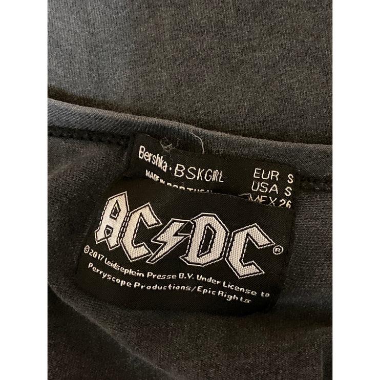 ACDC Women's Black Scoop Neck Short Sleeve Rock Band T Shirt Bodysuit Top Size S