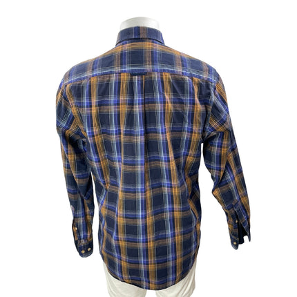 Barbour Men's Blue Orange Plaid Check Long Sleeves Button Down Shirts Top Size M