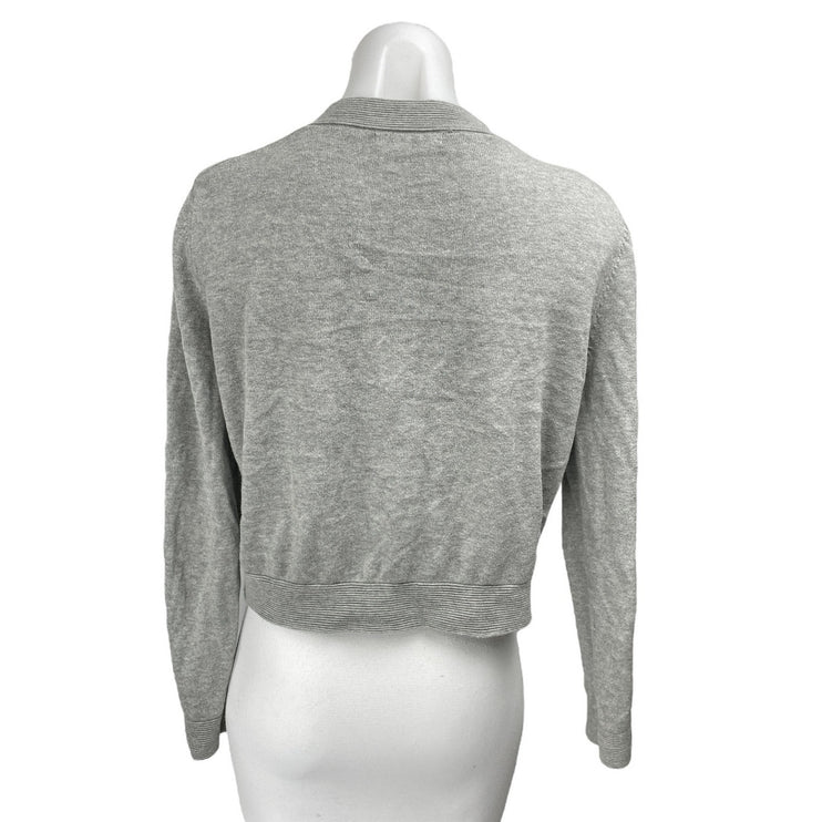 Banana Republic Gray Chevron Long Sleeve Zip Up Cardigan Sweater Top Size M