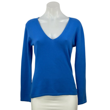 Altea Bonifacio 100% Cashmere Womens Blue Long Sleeves Knit V-neck Sweater Top L
