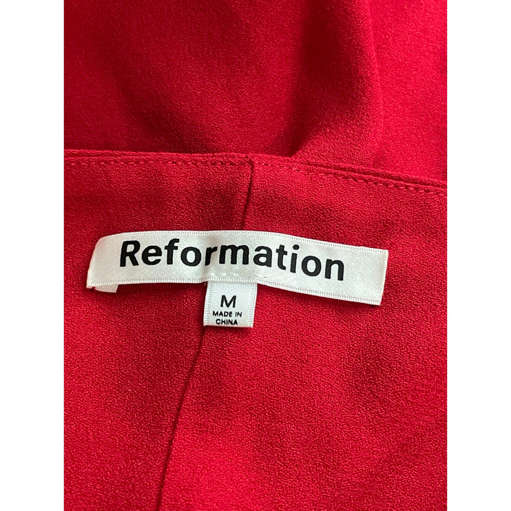 Reformation Marlowe Red Sleeveless V Neck Slit Cami Camisole Mini Slip Dress M