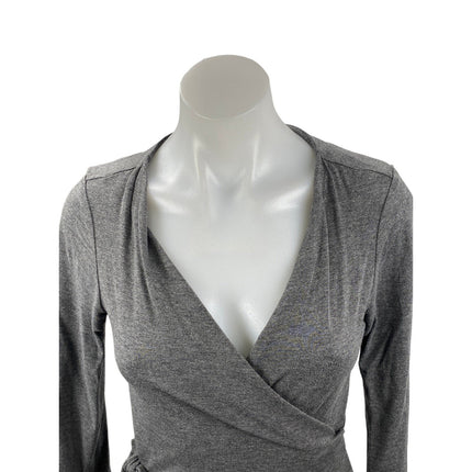 Diane Von Furstenberg Women's Gray Long Sleeve V Neck Mini Wrap Dress Size 4