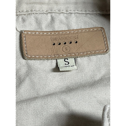 BlankNYC Women's Beige Long Sleeve Utility Button Down Crop Denim Jean Jacket S