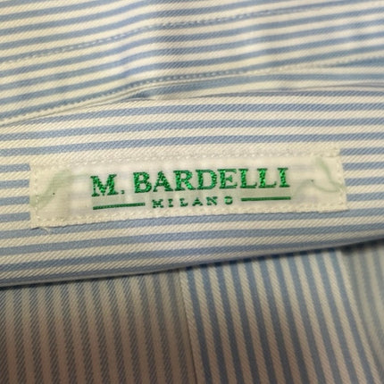 M. Bardelli Milano Blue White Striped Long Sleeve Button Down Dress Shirt 43/17