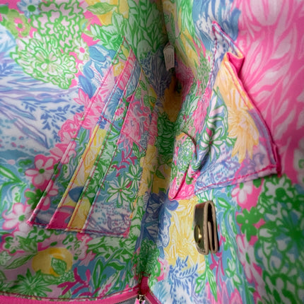 Lilly Pulitzer Gold Metallic Travel Organizer Floral Lined Pouch Clutch Bag OS