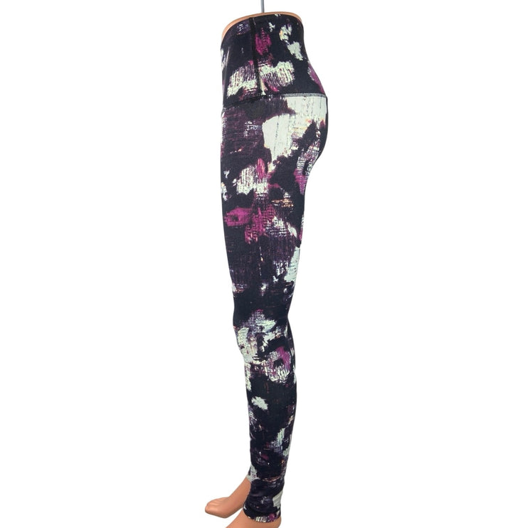 Lululemon Black Purple Printed Mid Rise Pull On Wunder Under Pant Leggings Sz 6