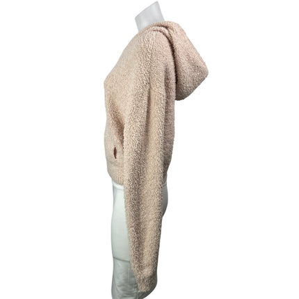 Skims Women's Cream Fleece Fuzzy Teddy Full Zip Hoodie Sweatshirt Top Size S