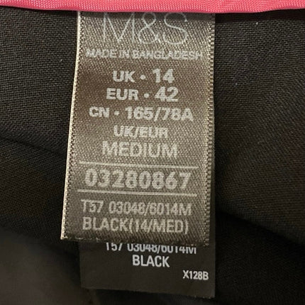 M&S Collection Modern Slim Black Straight Leg High Waist Trousers Dress Pants M