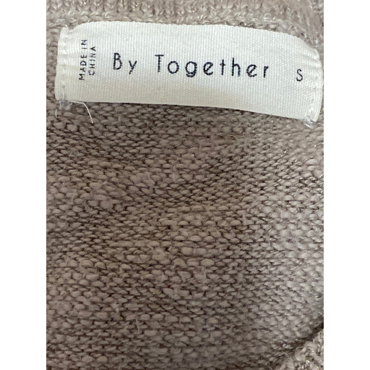 By Together Women's Brown Tan V-Neck Short Sleeve Crop Knit Sweater Top Size S