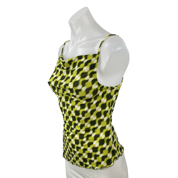 Silence + Noise Women Green Geometric Sleeveless Cowl Neck Cami Tank Top Size XS