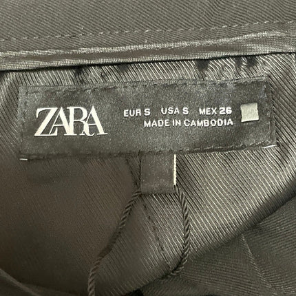 Zara Women's Black High Waisted Wide Leg Pleated Baggy Trousers Pants Size S