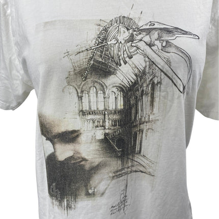 Earth Positive White Cotton Crewneck Short Sleeve Graphic Tee T-shirt Top Size L