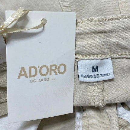 NEW Adoro Beige Frayed Distressed High Waist Straight Flared Denim Jeans Pants M