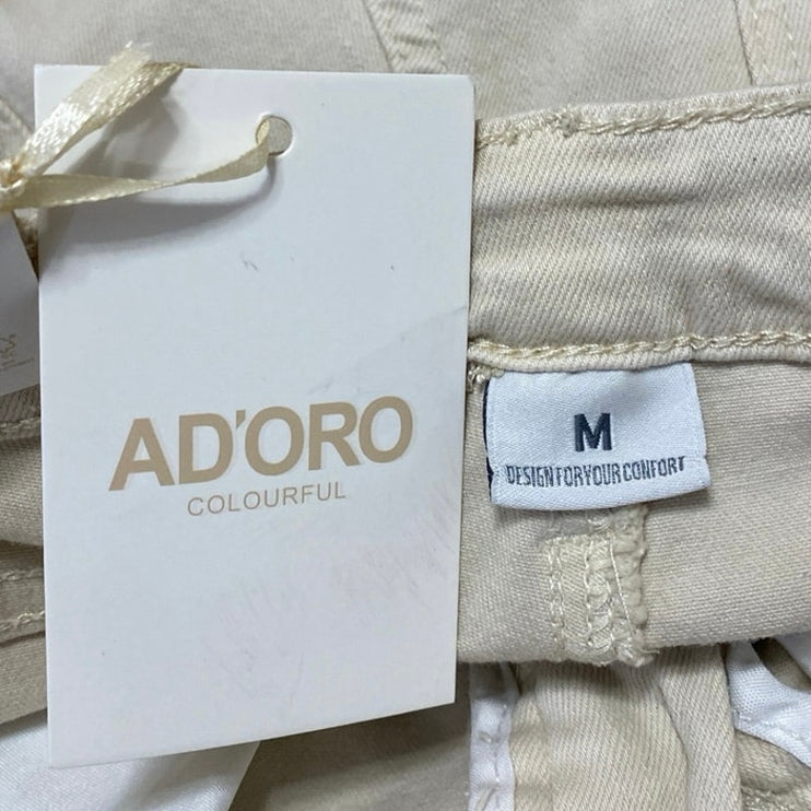 NEW Adoro Beige Frayed Distressed High Waist Straight Flared Denim Jeans Pants M