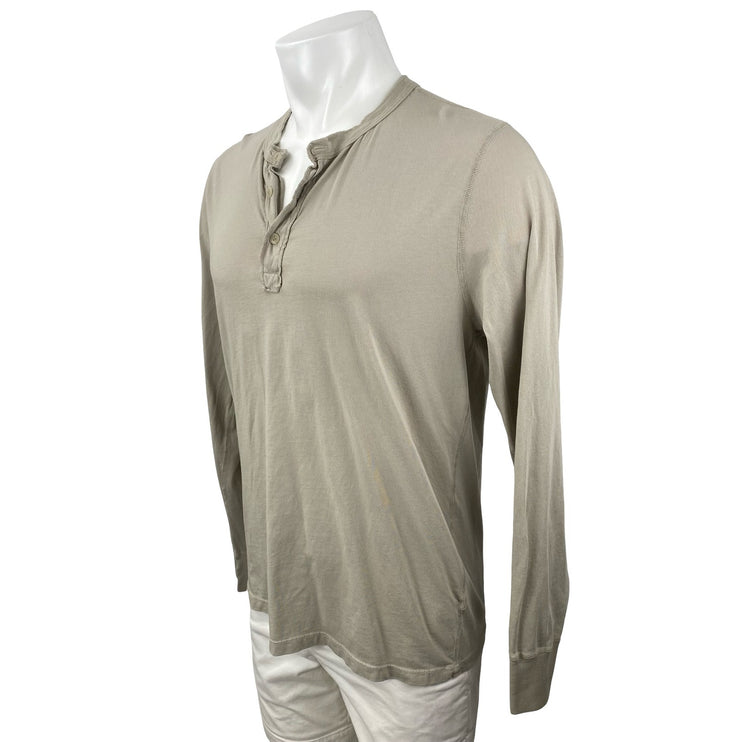 SKU Save Khaki United Men's Beige Long Sleeve Henley T Shirt Tee Top Size L